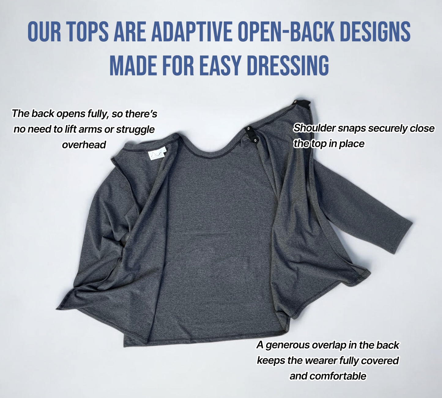 Back view showing the full overlap open-back design for privacy and comfort.