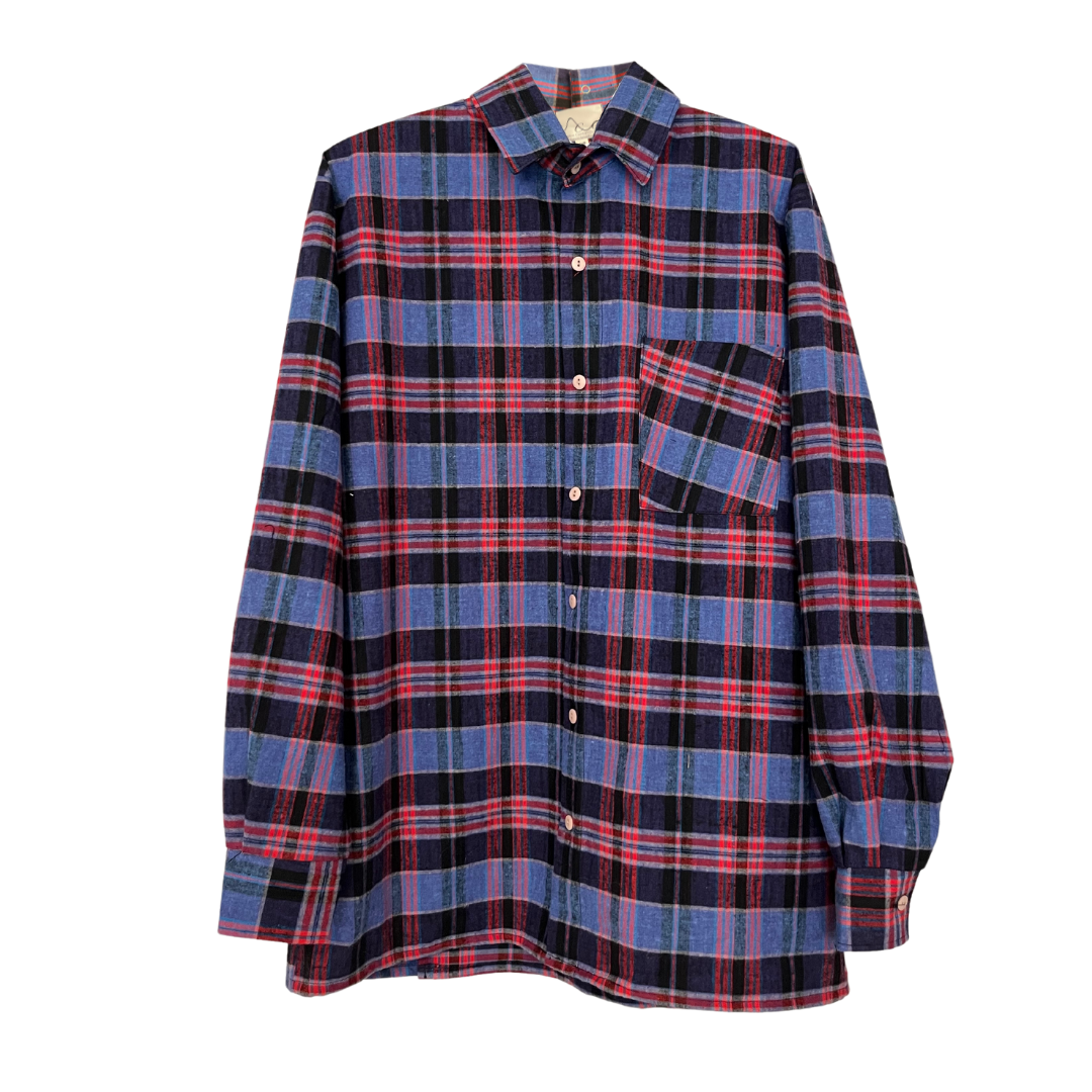Adaptive Mens Tartan Shirt, Blue & Red