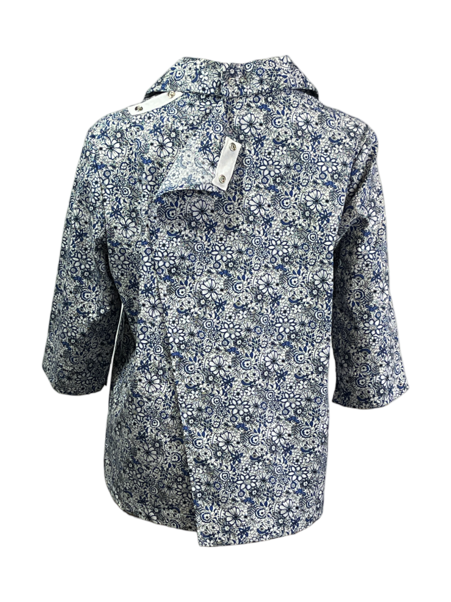 Adaptive Open Back Cotton Floral Button Blouse