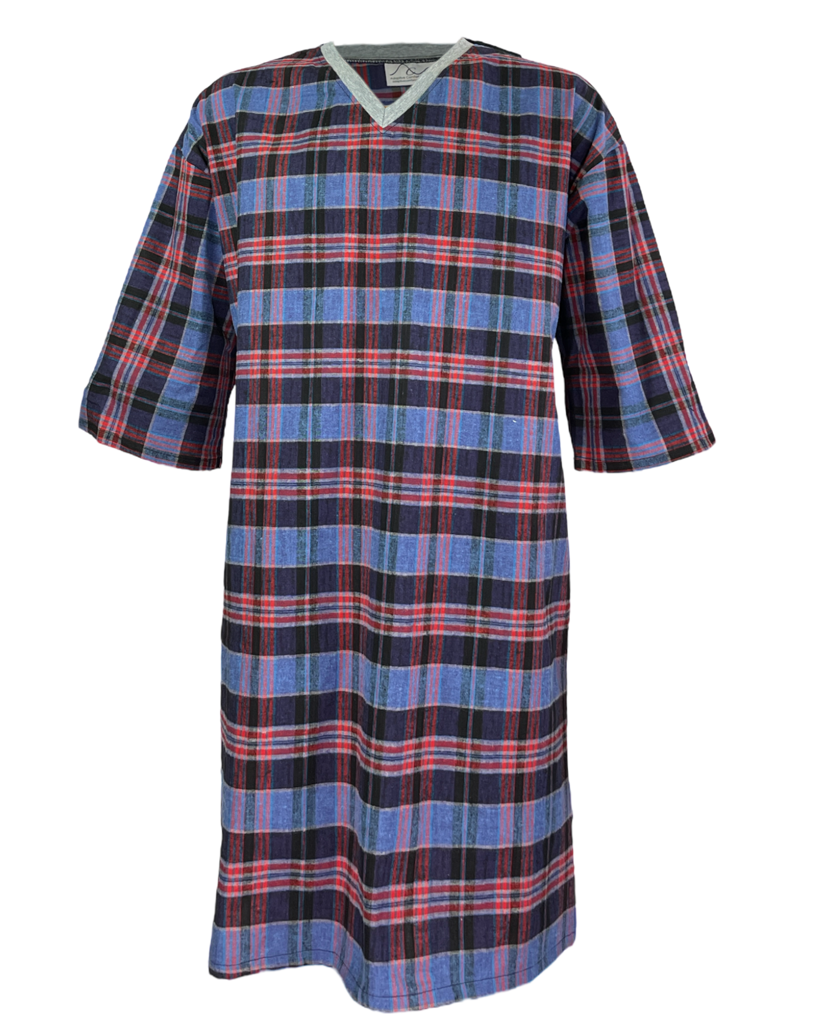 Mens Cotton Flannel Adaptive Back Opening Hospital Gown/ Nightshirt