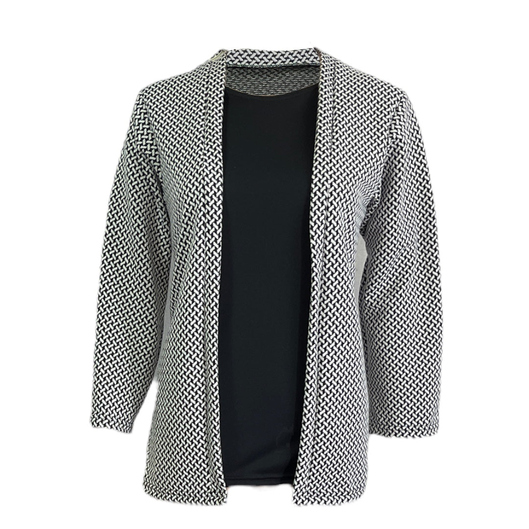 Adaptive Open Back Fooler Top, Patterned Black