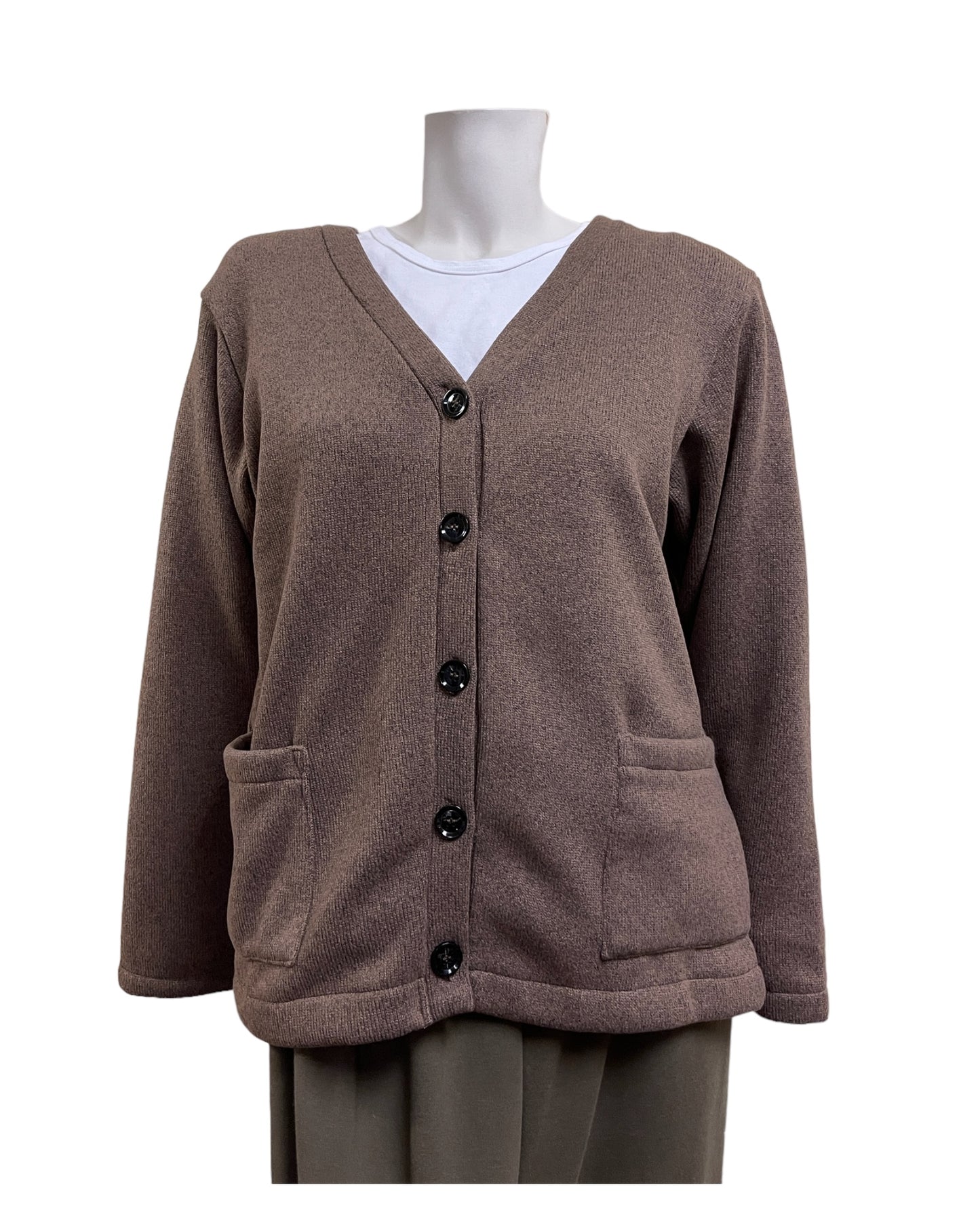 Adaptive Open Back Heavy Knitted Fleece Cardigan