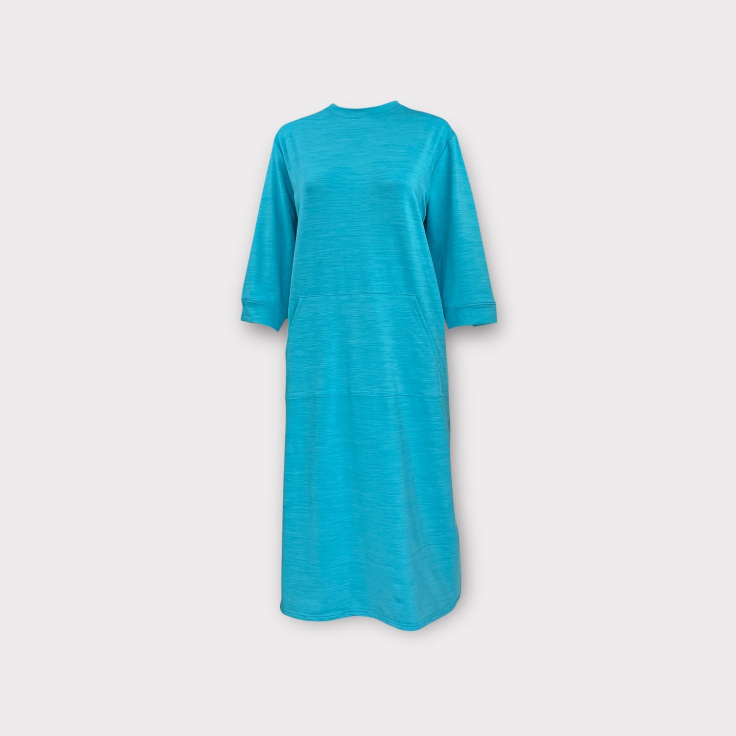Adaptive Women’s Stretch Fleece Dress – Back Opening, Crew-Neck, Aqua Wash