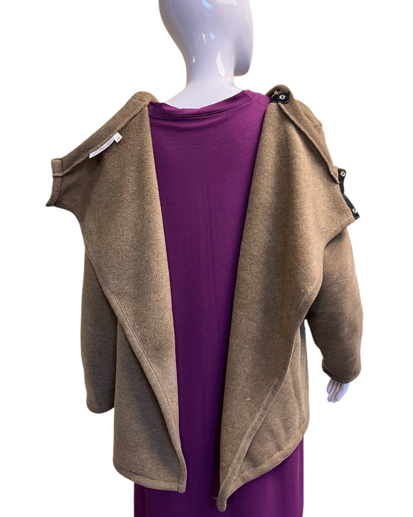 Cotton Fleece Cardigan – Open-Front & Back | Fawn