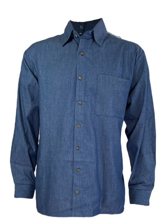 Adaptive Open Back Cotton Button Shirt, Lightweight Denim