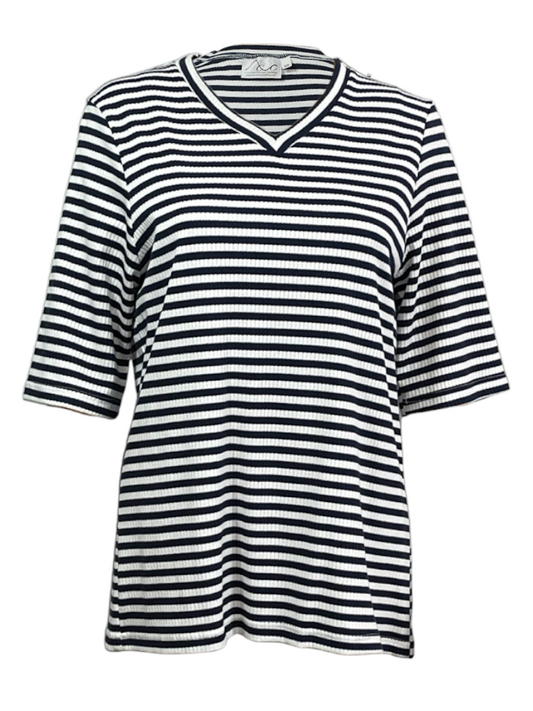 Adaptive Open Back Striped Cotton V-Neck Top