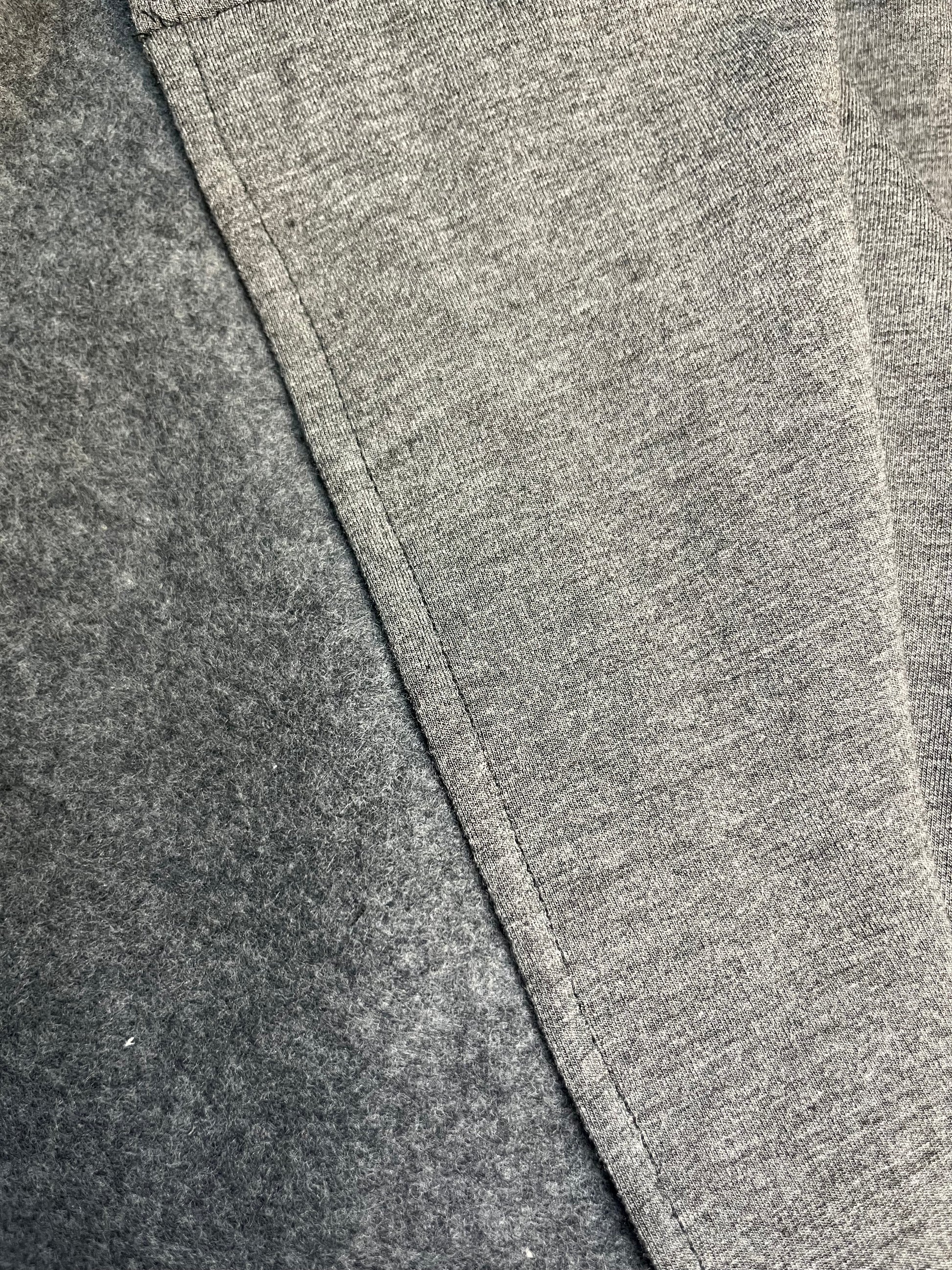 Charcoal cotton fleece fabric detail on Adaptive Open-Back Sweatpant, soft stretch, unisex 3X–4X.