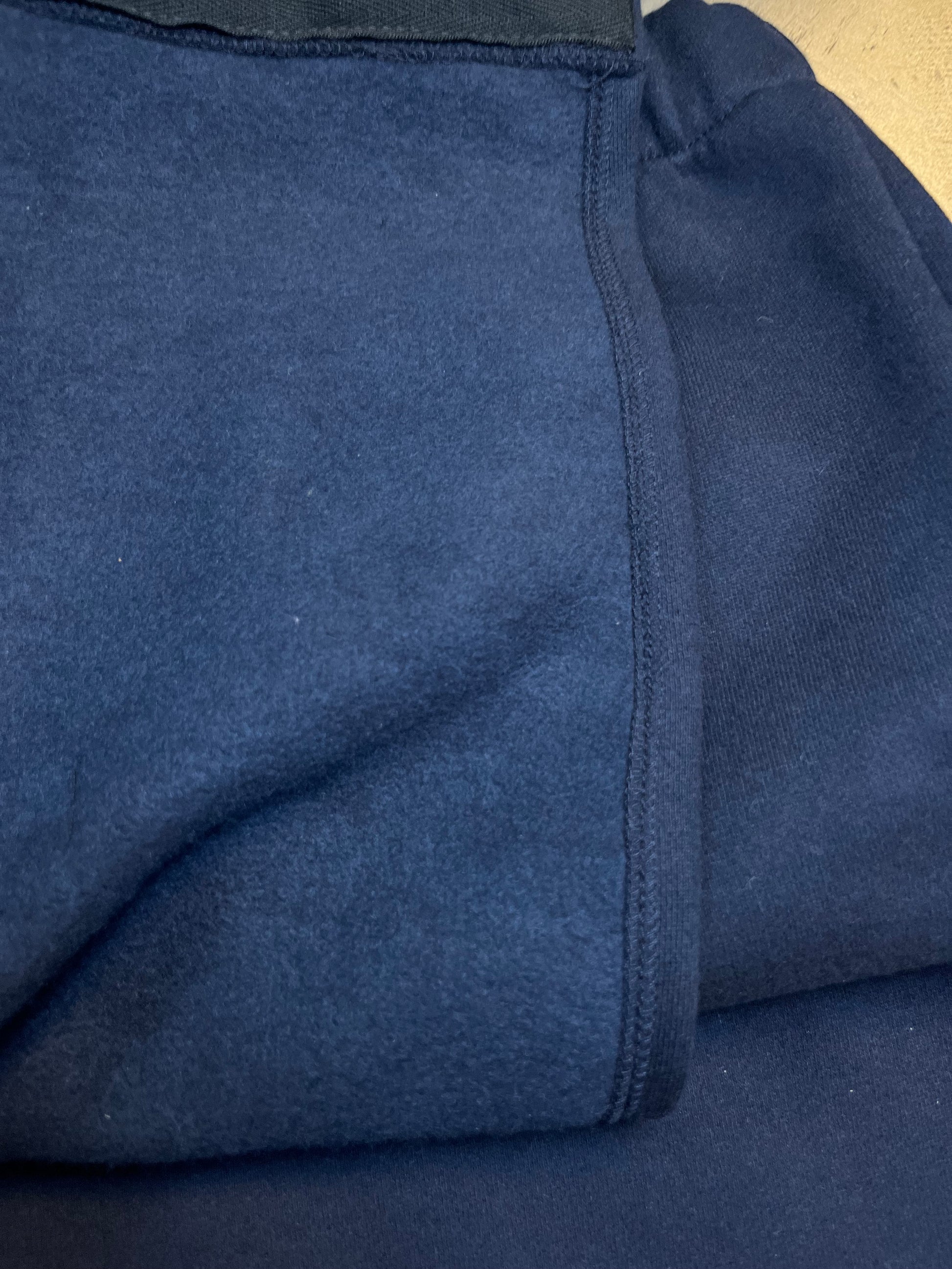 Navy cotton fleece fabric detail on Adaptive Open-Back Sweatpant, soft stretch, unisex 3X–4X.