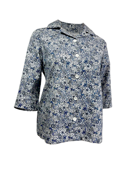 Adaptive Open Back Cotton Floral Button Blouse