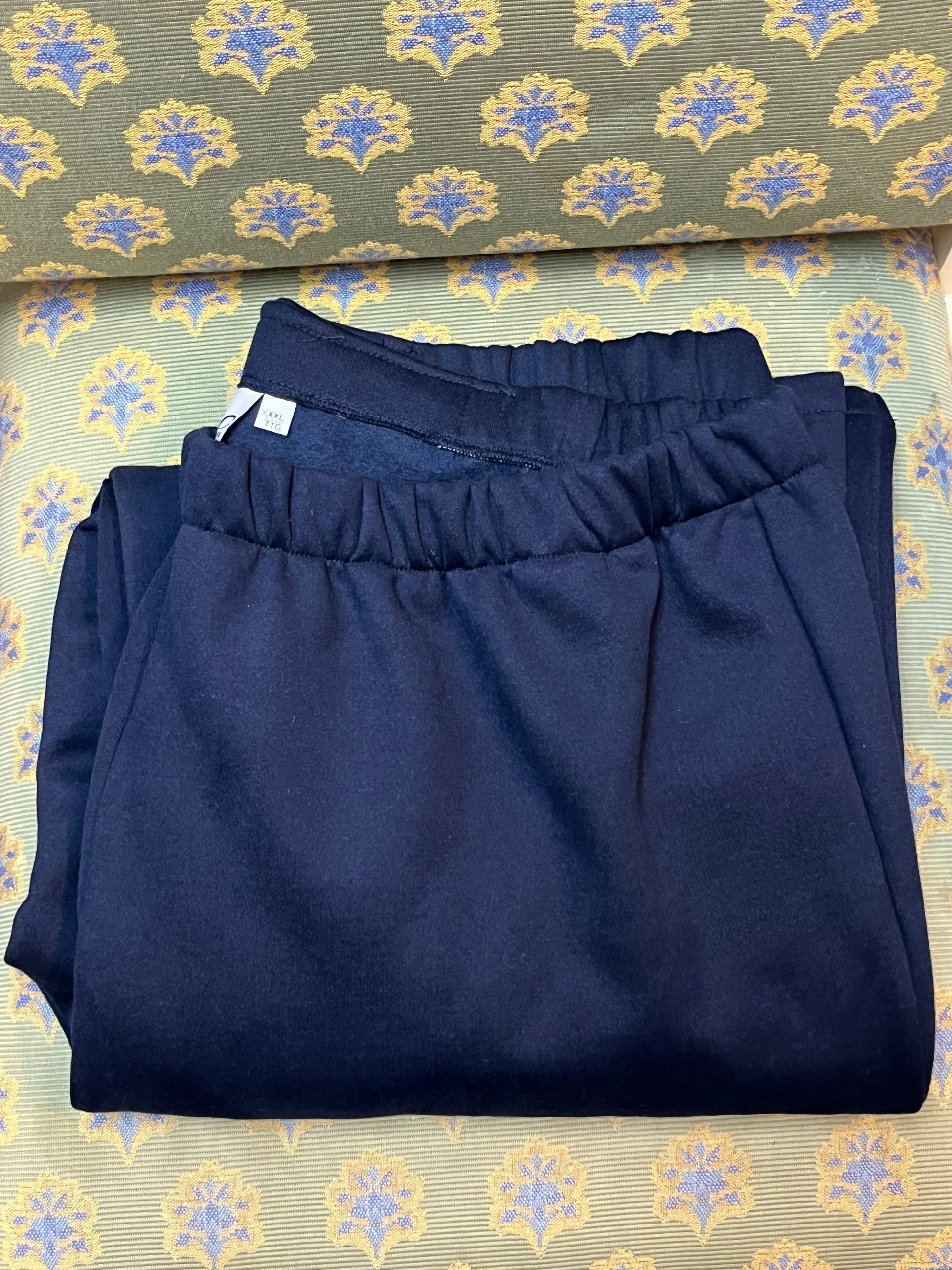 Unisex Adaptive Open-Back Cotton Fleece Sweatpant in Navy, front view, lightweight stretch, sizes 3X–4X.