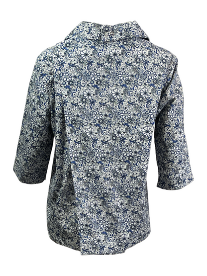 Adaptive Open Back Cotton Floral Button Blouse