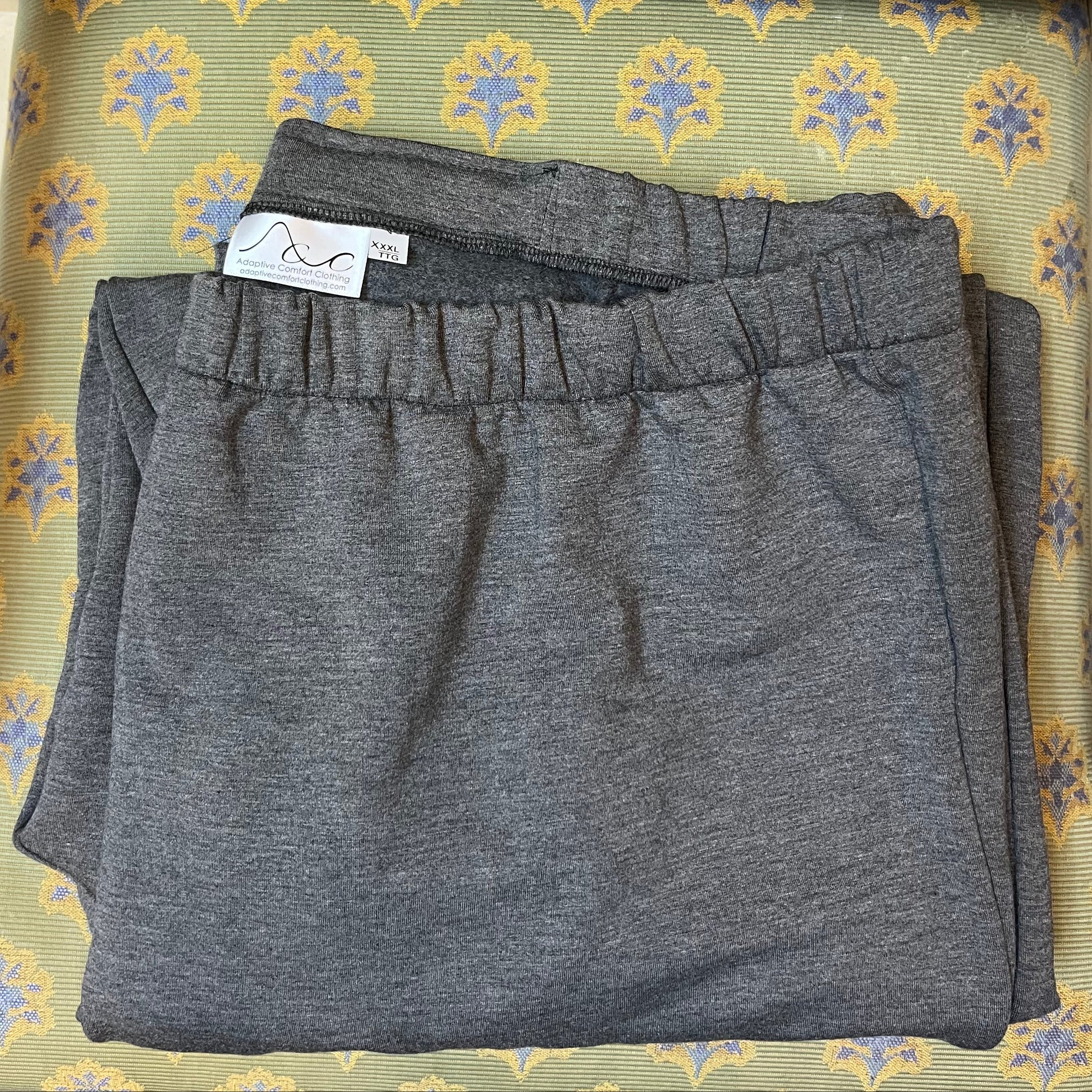 Unisex Adaptive Open-Back Cotton Fleece Sweatpant in Charcoal, front view, lightweight stretch, sizes 3X–4X.