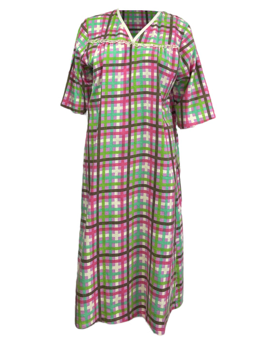 Adaptive Open Back Cotton Flannel Nightgown, with bow