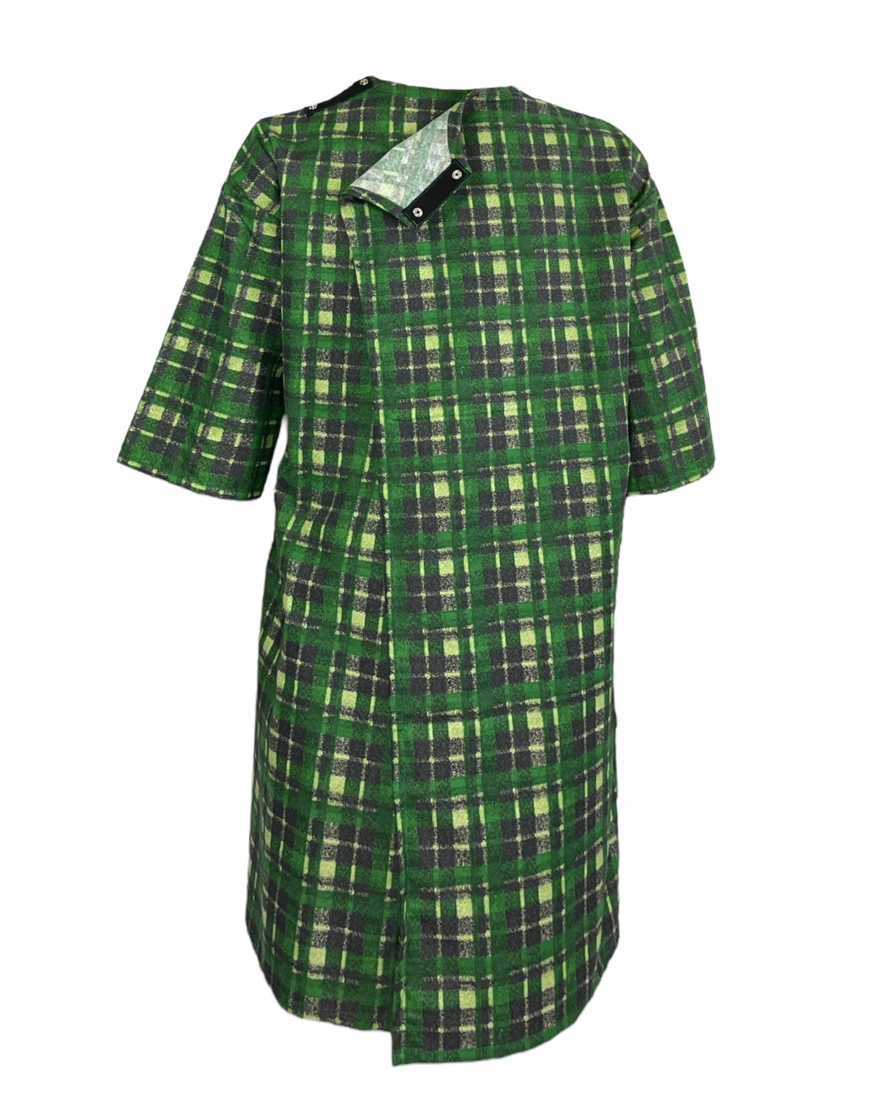 Mens Cotton Flannel Plaid Adaptive Open Back Nightshirt easy on