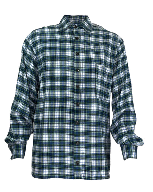 Adaptive Open Back Cotton Button Shirt, Tartan Plaid