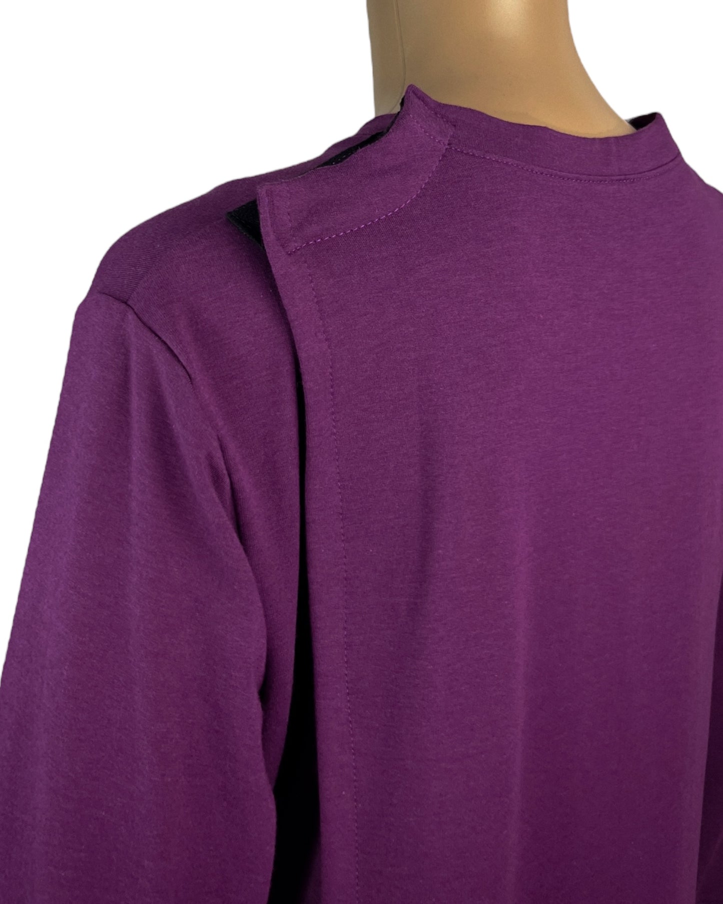 Adaptive Women’s Cotton Terry Dress – Back Opening, Crew-Neck, Magenta (S–3XL)