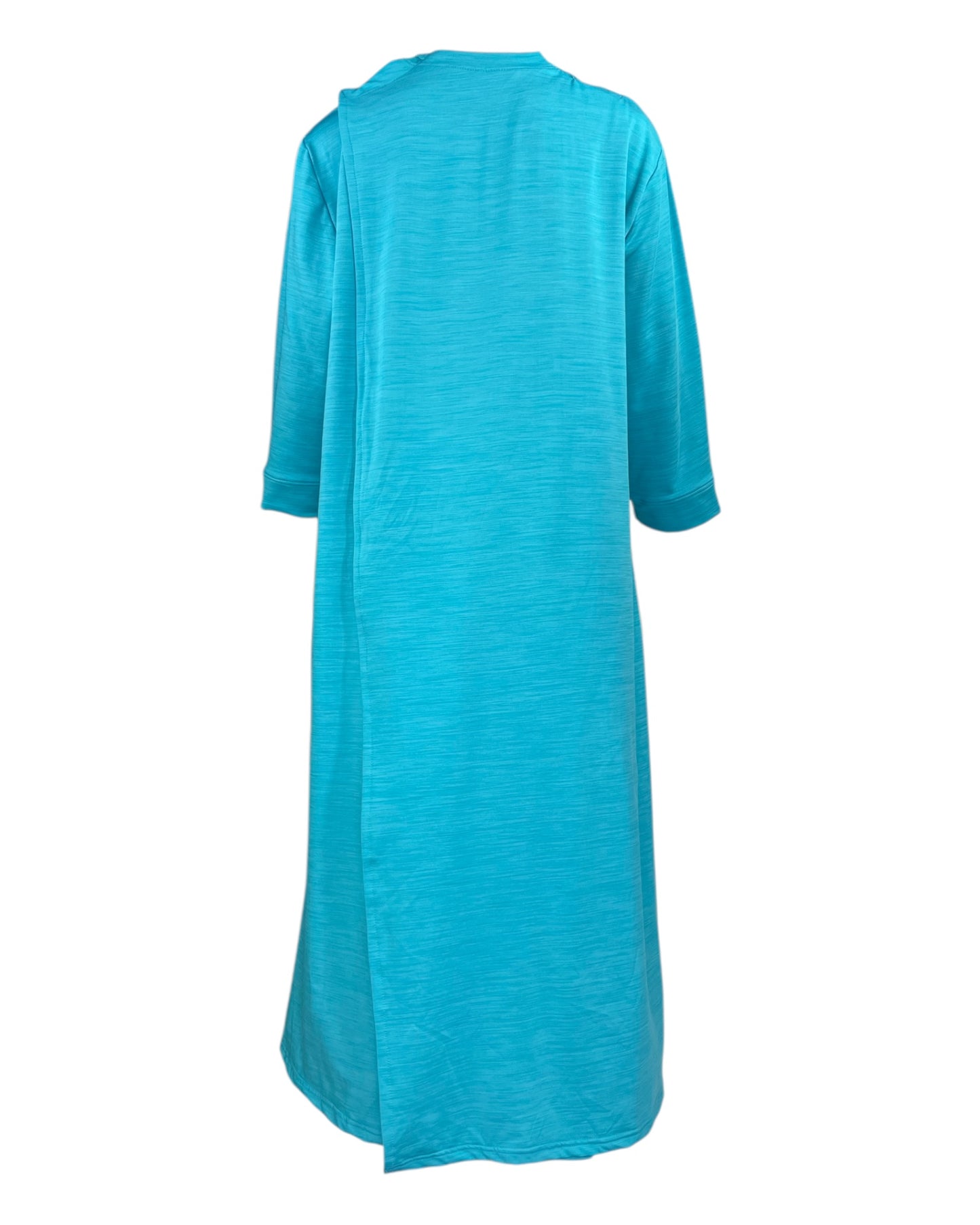 Adaptive Women’s Stretch Fleece Dress – Back Opening, Crew-Neck, Aqua Wash
