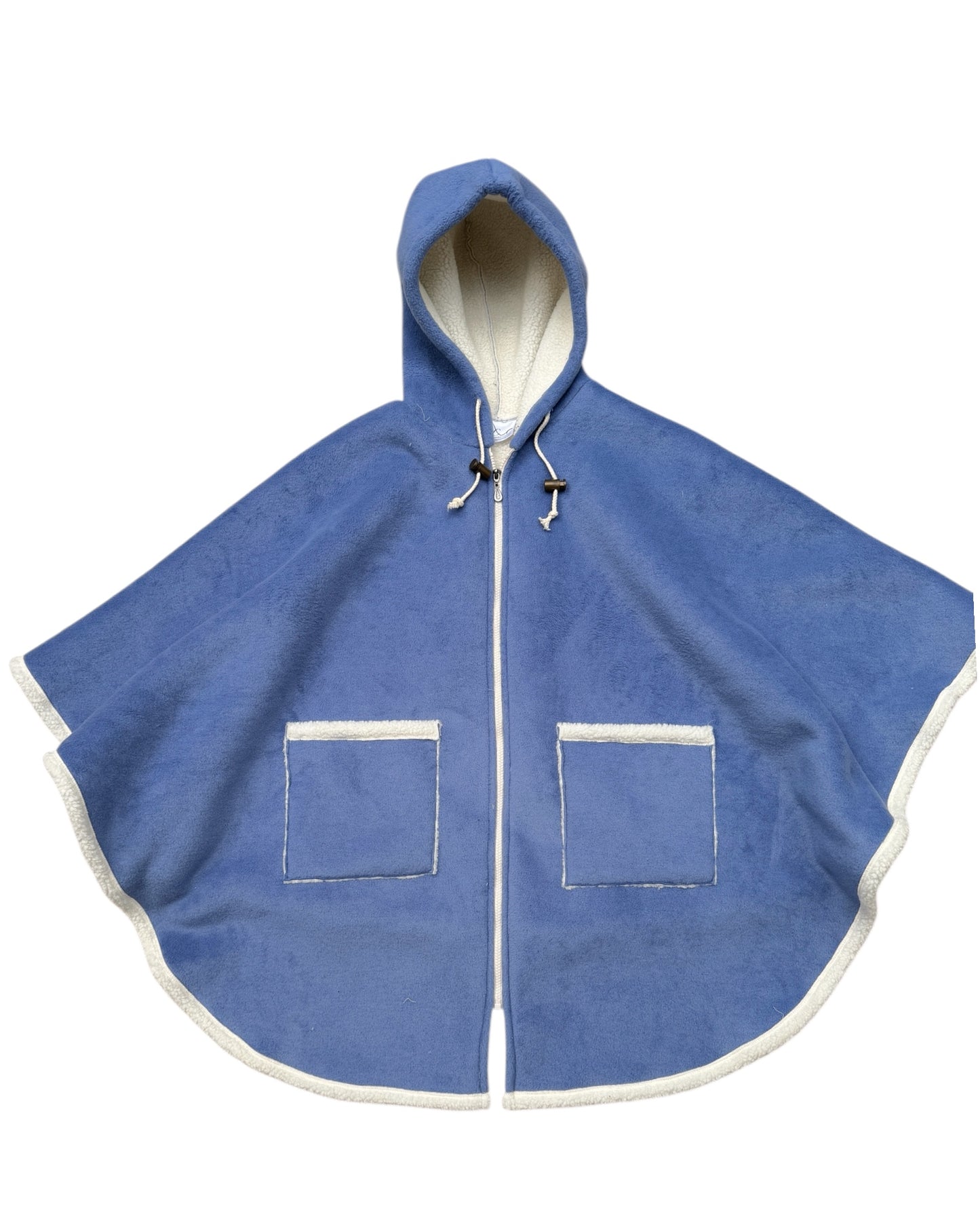 Sherpa Wheelchair Cape – Full Front Zip, Hooded, Unisex Blue
